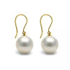 Boucles d'oreilles  pendantes Or 18 K et  Perles de Culture  blanches