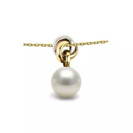 Colgante de oro tricolor de 18 k con perla cultivada de agua dulce