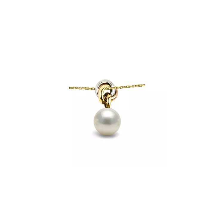 Colgante de oro tricolor de 18 k con perla cultivada de agua dulce