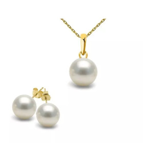 Parure or 18k Yi Ze et perles de culture eau douce blanches - Poemana