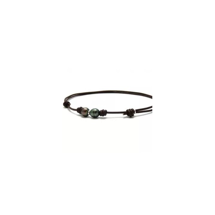 Collares de algodón con 2 perlas de Tahití con anillos
