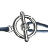 Bracelet cordon coton ciré avec 2 perles de Tahiti cerclées.  Poemana bijoux et perles