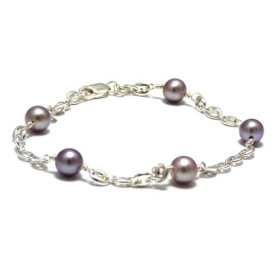 Bracelet argent 5 perles de culture blanches