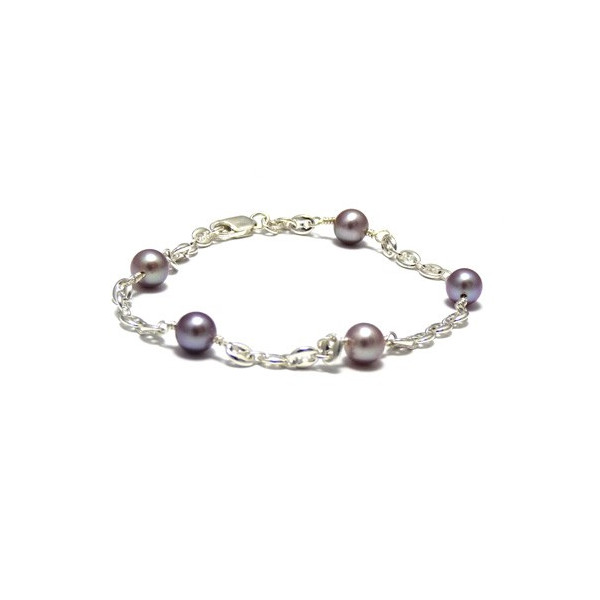 Bracelet argent 5 perles de culture blanches