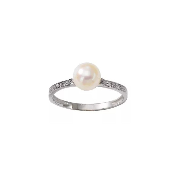 Bague Or gris 375  perle culture blanche