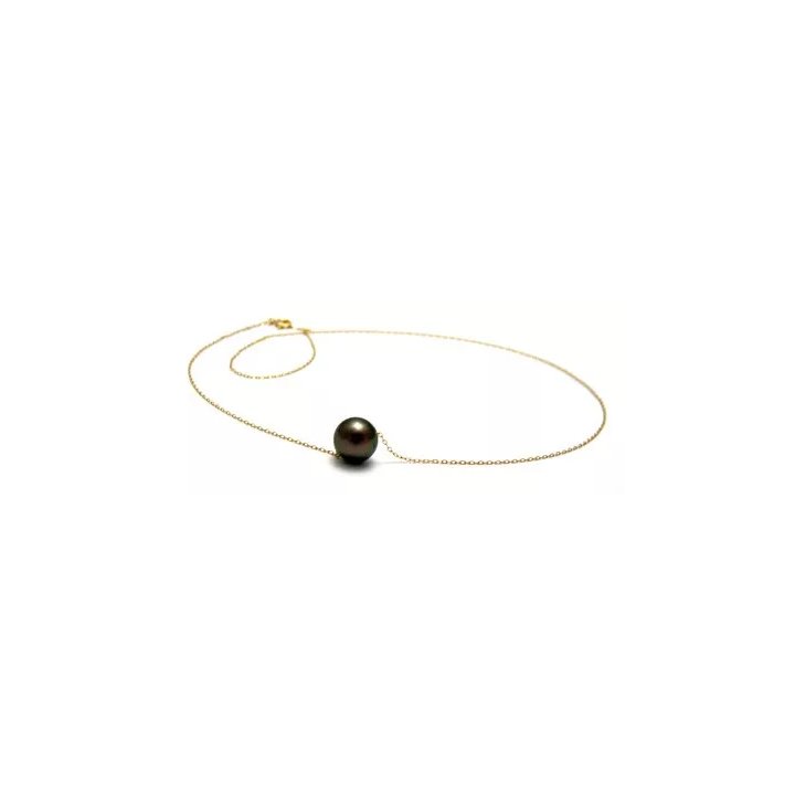 Collar Diva de oro de 18 quilates con perla de Tahití redonda
