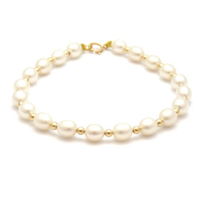 Bracelet Or 18 K perles de culture blanches