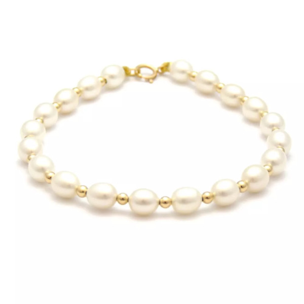 Bracelet Or 18 K perles de culture blanches