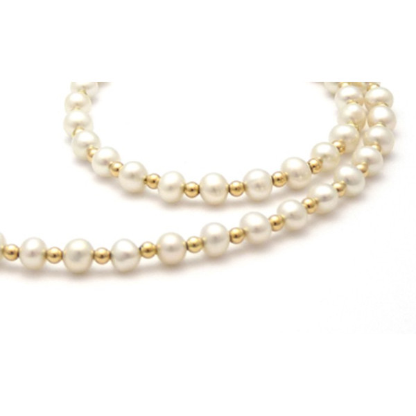 Collier Or 18K  perles de culture blanches 4,5-5 mm