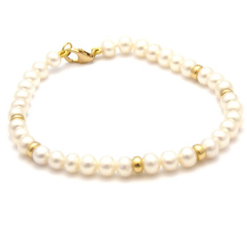 Bracelet Or et perles de culture blanches 4-5mm