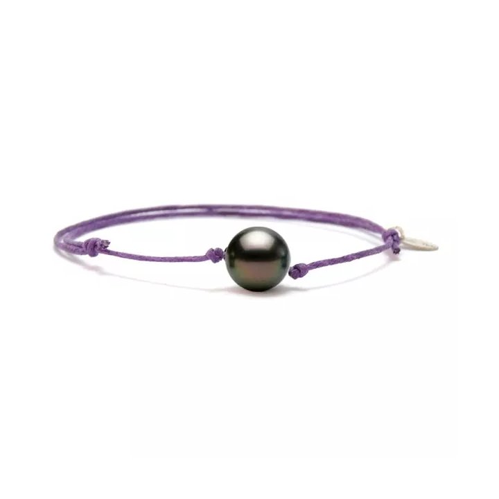 Bracciali in cotone con perla di Tahiti tonda