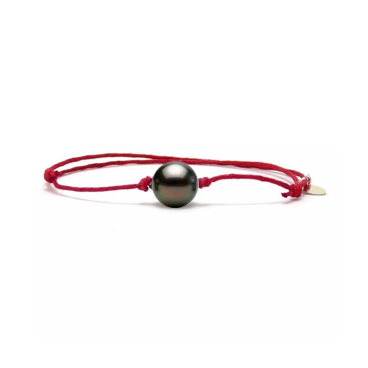 Armbänder aus Baumwolle mit runder Tahiti-Perle