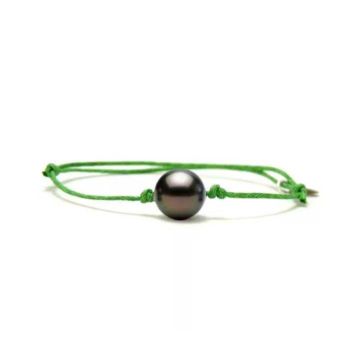 Bracciali in cotone con perla di Tahiti tonda