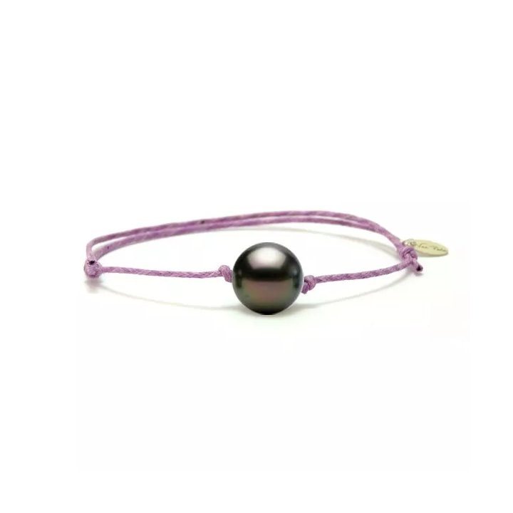 Pulseras de algodón con perla de Tahití redonda