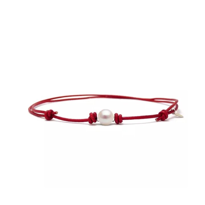 Collares de cuero con perla cultivada de agua dulce