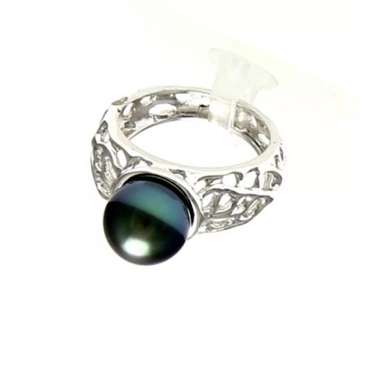 Anillo Reva de plata con perla de Tahití redonda