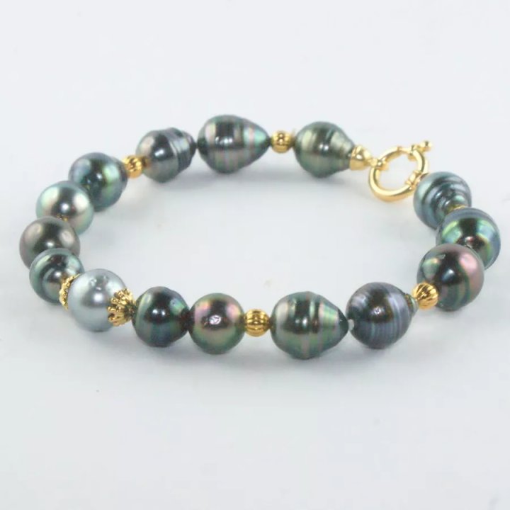 Pulsera de oro de 18 quilates con perlas de Tahití
