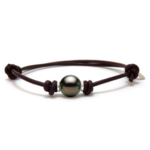 Collection bracelets cuir perle de Tahiti ronde