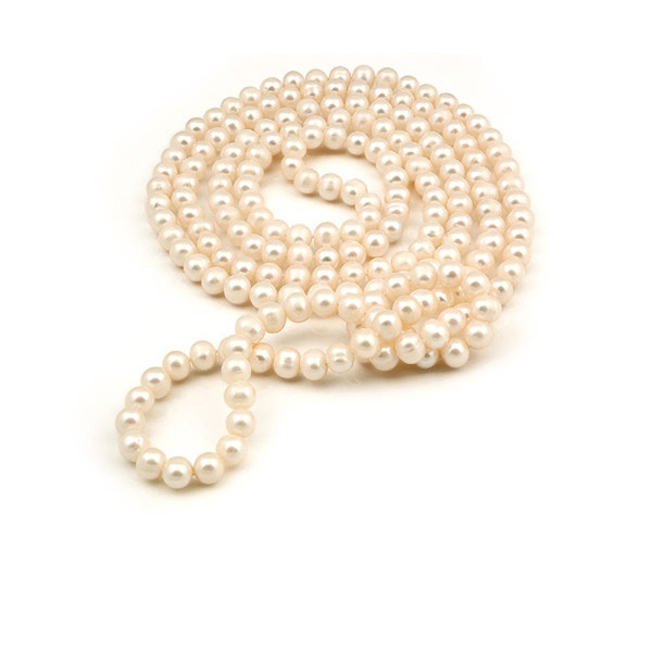 Sautoir de perles d'eau douce blanches - Poemana bijoux