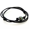 collier cuir noir perle tahiti ronde