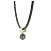 Collier cuir tressé perle de Tahiti avec pendentif argent