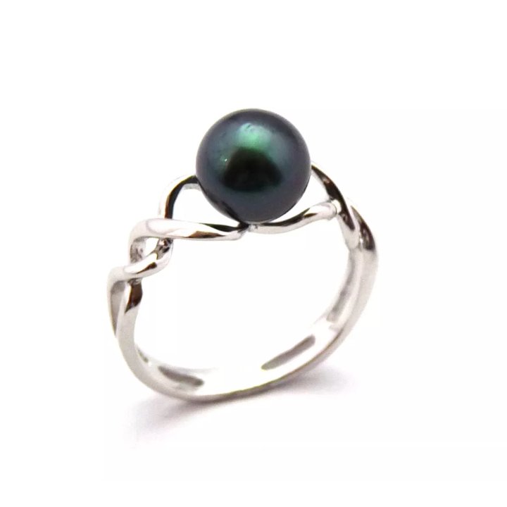 Anello Mickie in argento con perla di Tahiti tonda