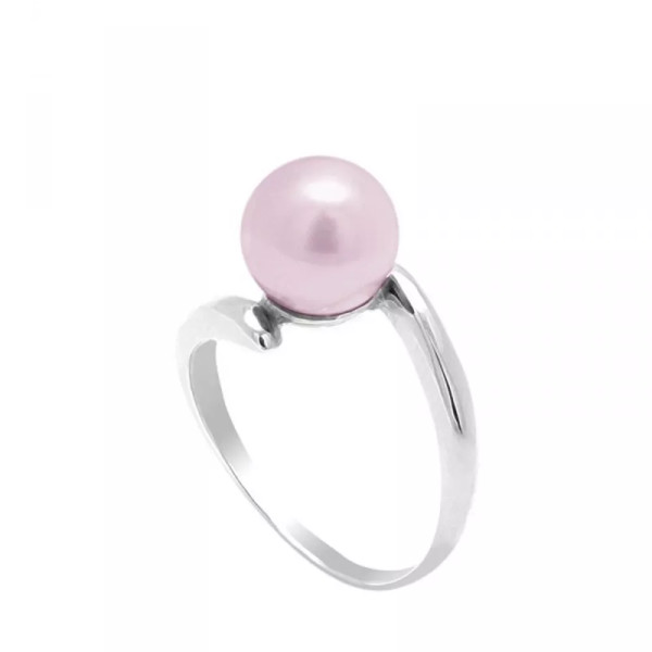 Bague argent  perle de culture rose