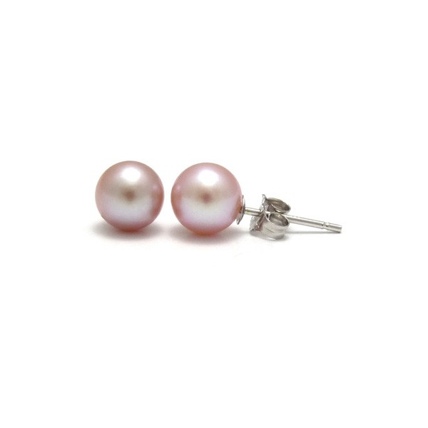 Clous oreilles perles de culture roses