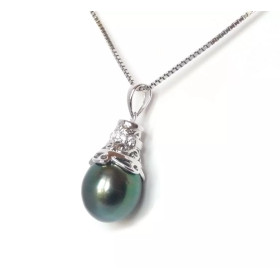 Pendentif en argent et perle de Tahiti Ina .Poemana