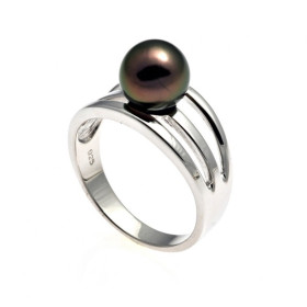 Tehani silver ring with a Tahitian pearl