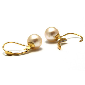 Boucles d'oreilles dormeuses en or 18 carats avec perles de culture du Japon Akoya