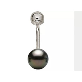 Tahitian pearl 18k gold belly button piercing - Poemana