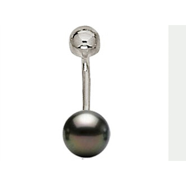 Tahitian pearl 18k gold belly button piercing - Poemana