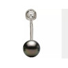 Tahitian pearl 18k gold belly button piercing - Poemana