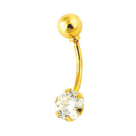 Gold and zircon belly button piercing