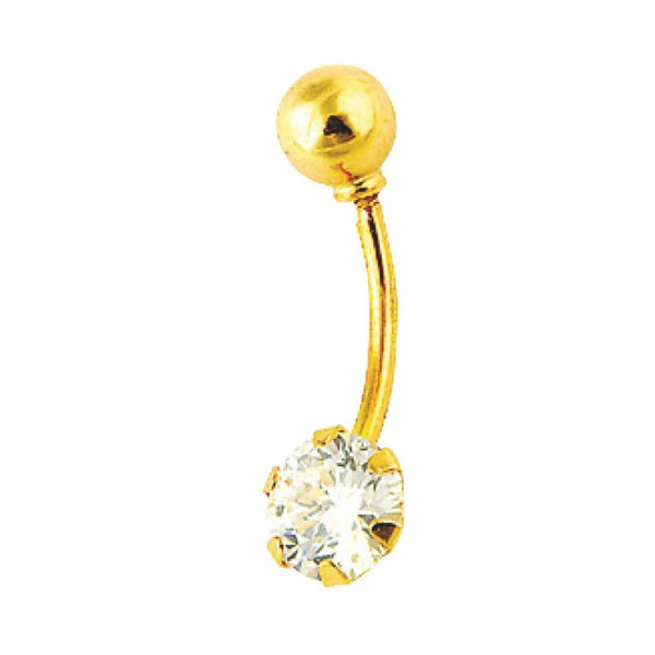 Gold and zircon belly button piercing