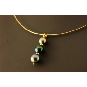 Marquisien style gold pendant with cultured pearls - Poemana