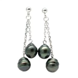 Orecchini Oreva in argento con perle di Tahiti cerchiate