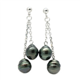 Anita Tahitian cultured pearl Sterling silver  earrings.