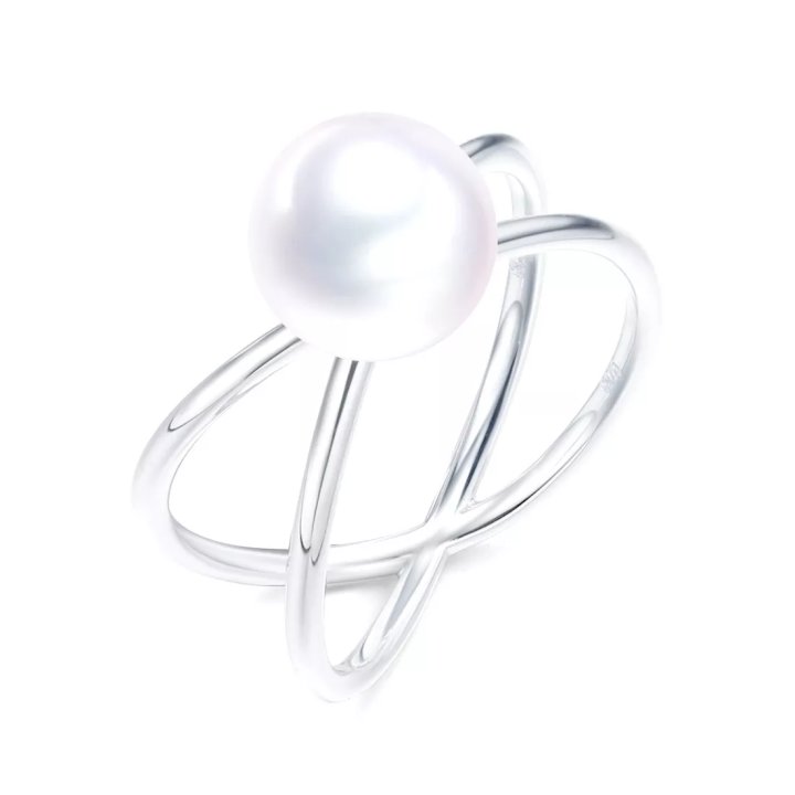Anillo Azur con perla de agua dulce redonda