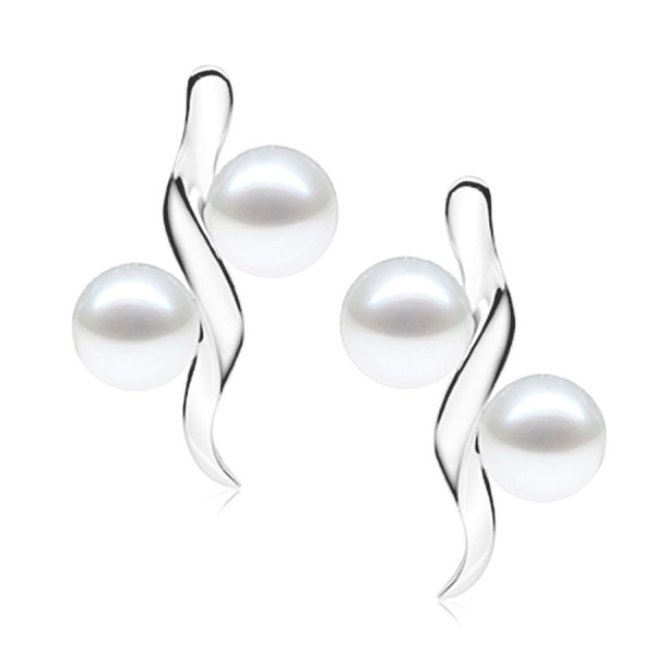 Niha silver and white Akoya pearl earrings