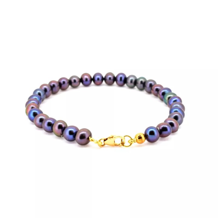 Pulsera de oro 750 con perlas de agua dulce azules
