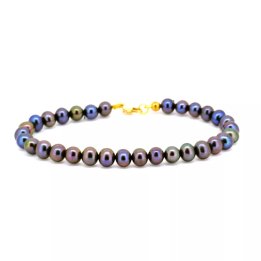 Bracciale in oro 750 con perle d'acqua dolce blu
