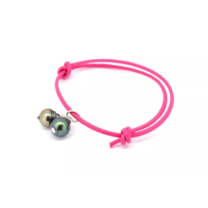 Charm-Armband aus Leder mit Tahiti-Perlen