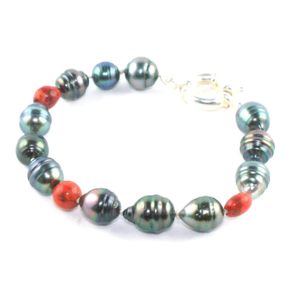 Carnelian and Tahitian pearl bracelet