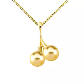 Pendentif Songes or 750 perles Akoya dorées