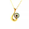 18k gold and Tahitian pearl hook pendant