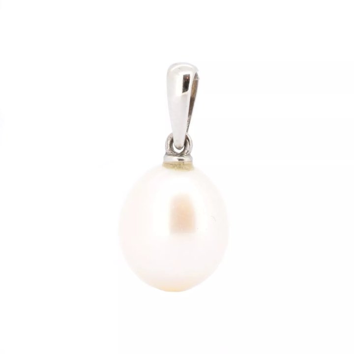 Colgante Nature de oro blanco de 18 quilates con perla de agua dulce