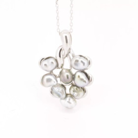Keshi cluster silver pendant