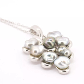 Keshi cluster silver pendant